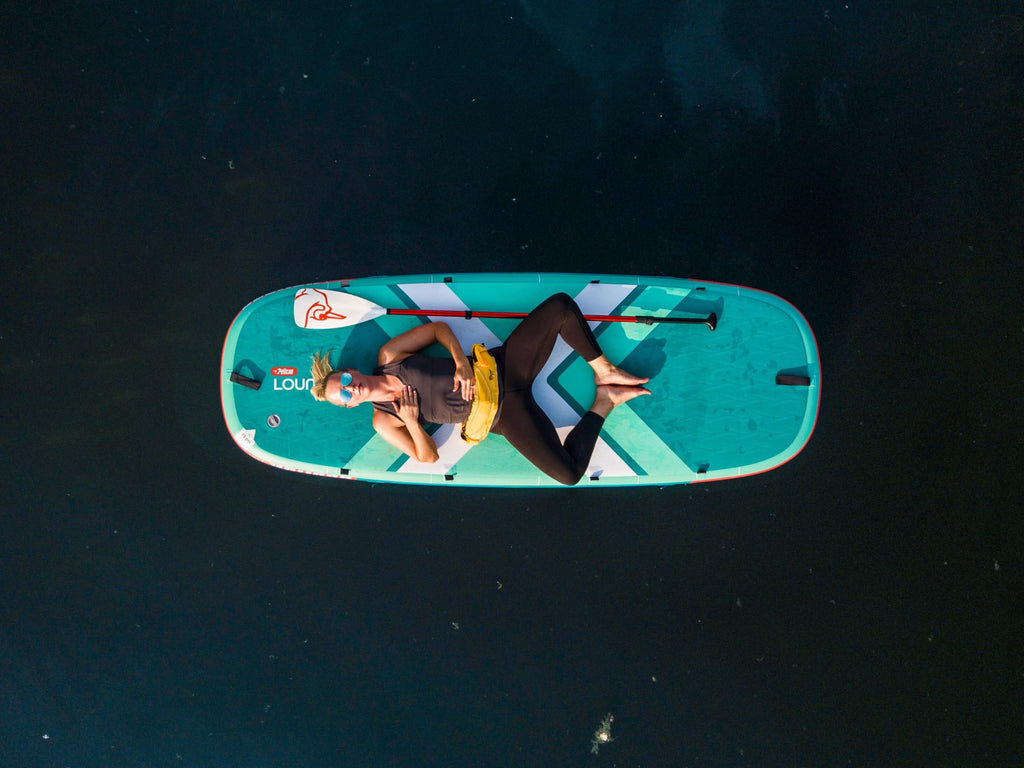 Pelican LoungeBoard Inflatable SUP - Recreational Stand Up Paddle Board - Yoga and Adventure Ready - Bag & Paddle Included - 9ft