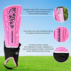 Vizari Malaga Soccer Shin Guards for Youth & Adults -Lightweight Ankle Protection – Pink