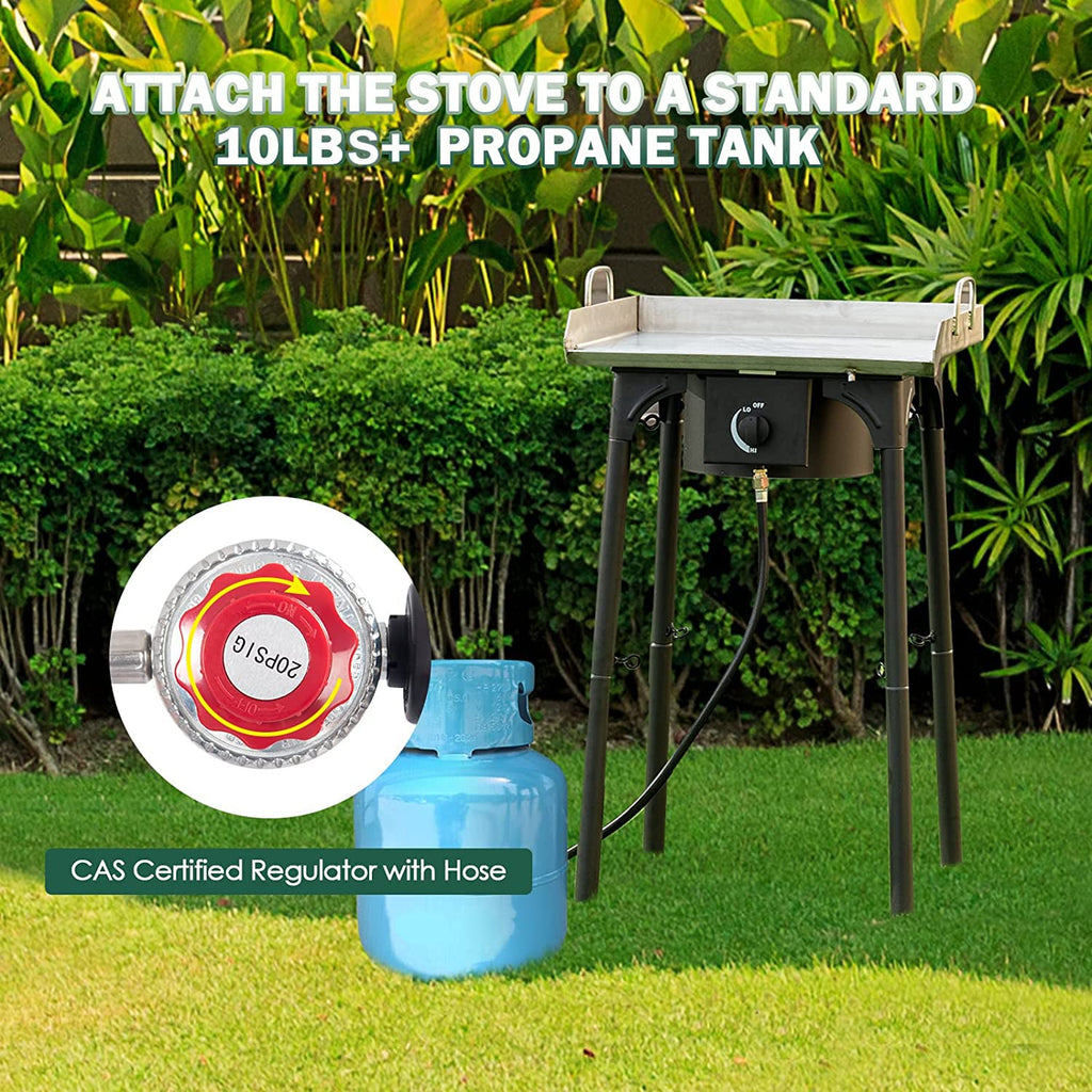 Goplus Outdoor Camping Stove, Single Burner Propane Gas Cooker W/Detachable Legs & 0-20 Psi Regulator & Csa Approval For Camp Pa