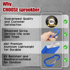 Sprookber 3.2 Inch Aluminum Carabiner Clips D Ring, Caribeaner Spring Snap Hook With Keychain For Camping, Hiking, Gym & Outdoor