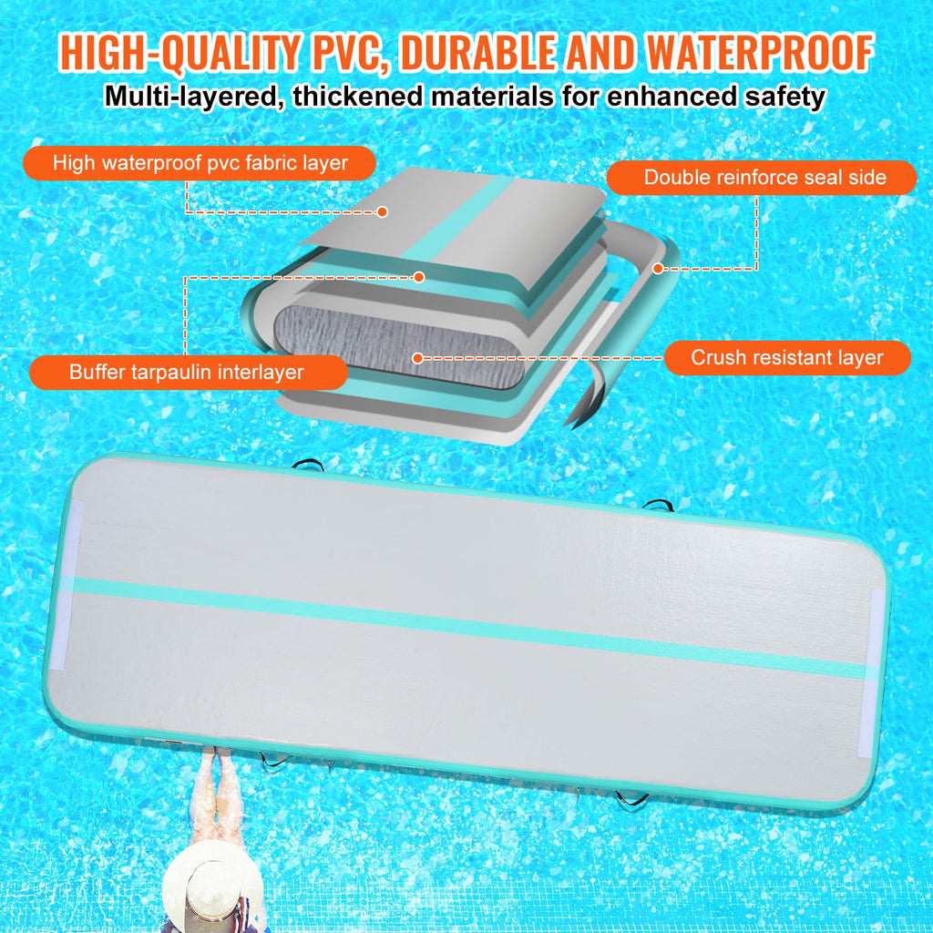 Vevor Gymnastics Air Mat, 4 Inch Thickness Inflatable Track With Electric Pump, Training Mats For Home Use/Gym/Yoga/Cheerleading