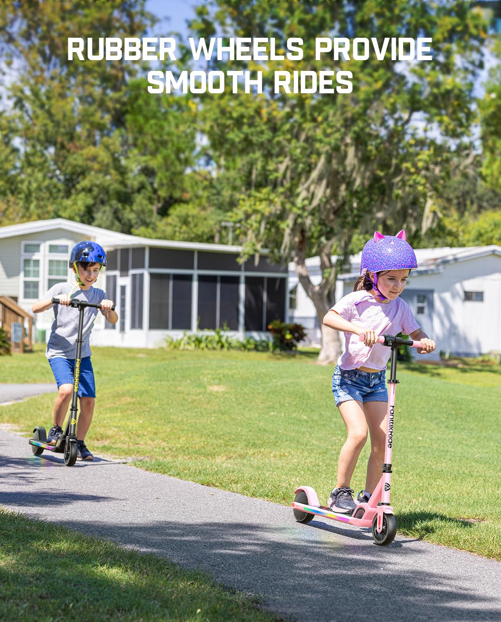 FanttikRide C9 Pro Kids Electric Scooter Ages 8-12, Colorful Rainbow Lights, E-Scooter for Kids 3.9-5.2 ft, 132 lbs, 5 Miles Ran