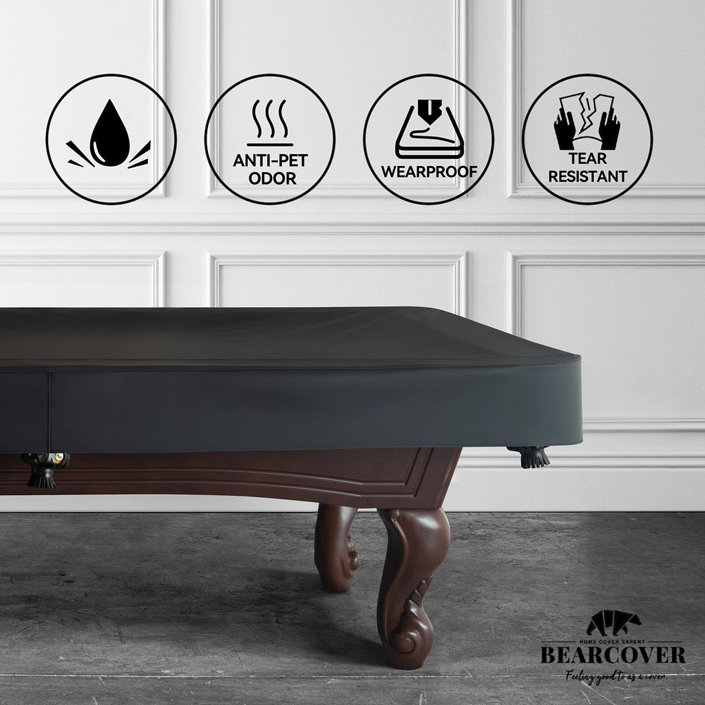 Bearcover Heavy Duty Leatherette Billiard Pool Table Cover, Waterproof & Tearproof Covers For Pool Table 7/8/9Ft Fitted (7 Feet/