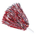 Baotongle 12 Pcs Cheerleading Squad Spirited Fun Poms Pompoms Cheer Costume Accessory For Party Dance Sports (Red Slivery)