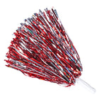 Baotongle 12 Pcs Cheerleading Squad Spirited Fun Poms Pompoms Cheer Costume Accessory For Party Dance Sports (Red Slivery)