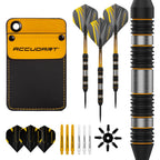 Accudart Steel Tip Dart Set 4.0 - Tungsteel Barrel - Round Grooves For Consistent Grip - Polycarbonate Shafts - Pocket Wallet Fo
