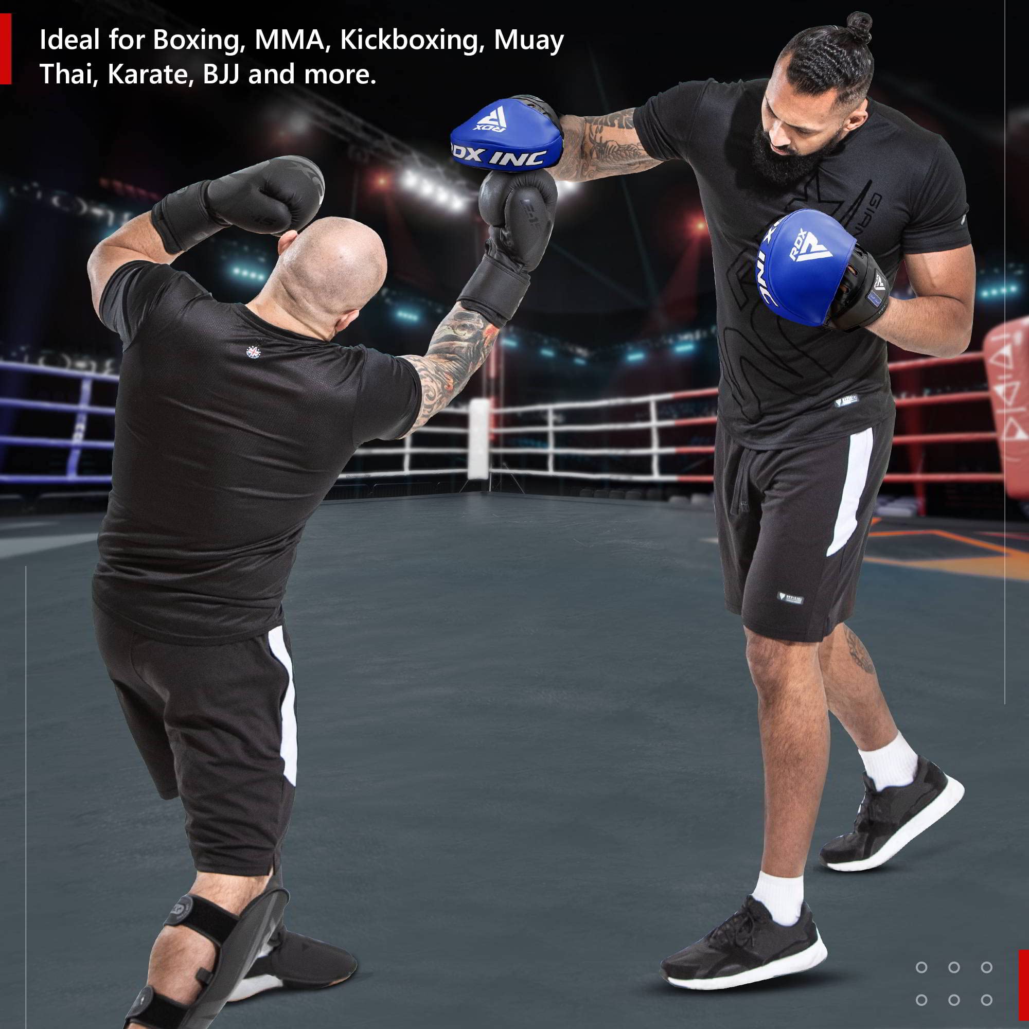 Rdx Boxing Pads Focus Mitts, Maya Hide Leather Curved Hook And Jab Target Hand Pads, Great For Mma, Kickboxing, Martial Arts, Mu