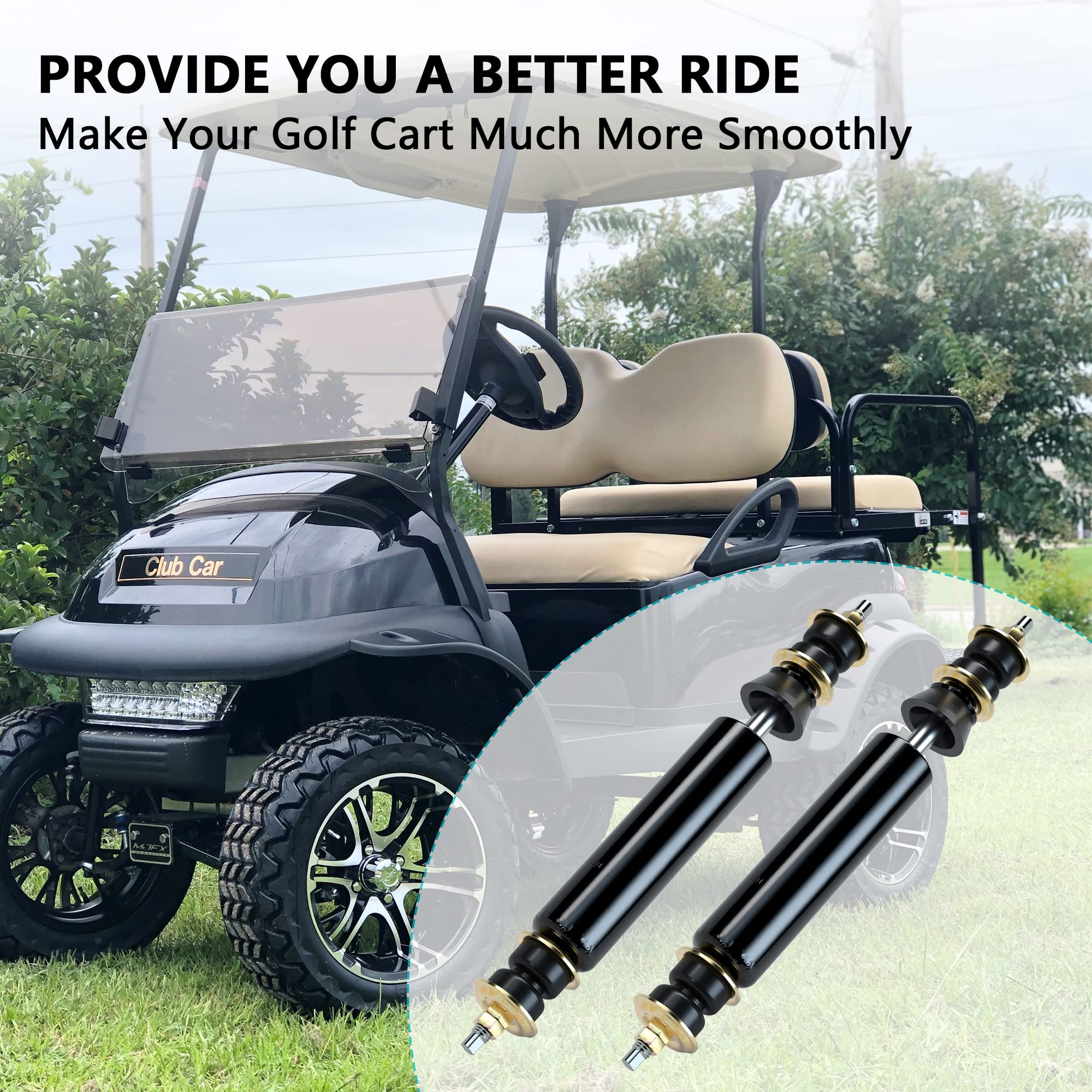 10L0L 2 Pack Golf Cart Rear Shock Absorbers For Club Car Ds Gas Electric Golf Cart 1988-Up, G&E 2004-Up Precedent 1013164 102588