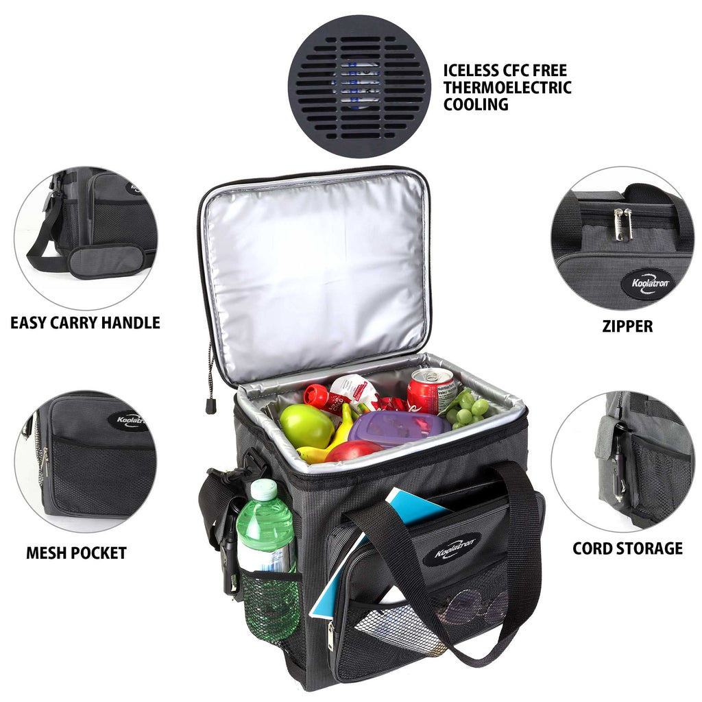 Koolatron Portable Electric Cooler & Warmer Bag With Adjustable Shoulder Strap |14 Q(13 L) Portable Thermoelectric Fridge For Ve