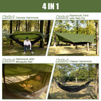 Night Cat Camping Hammock Tent: Lightweight Portable 4 In 1 Hammock With Rain Tarp And Mosquito Net For Hiking Jungle Outdoor Gr