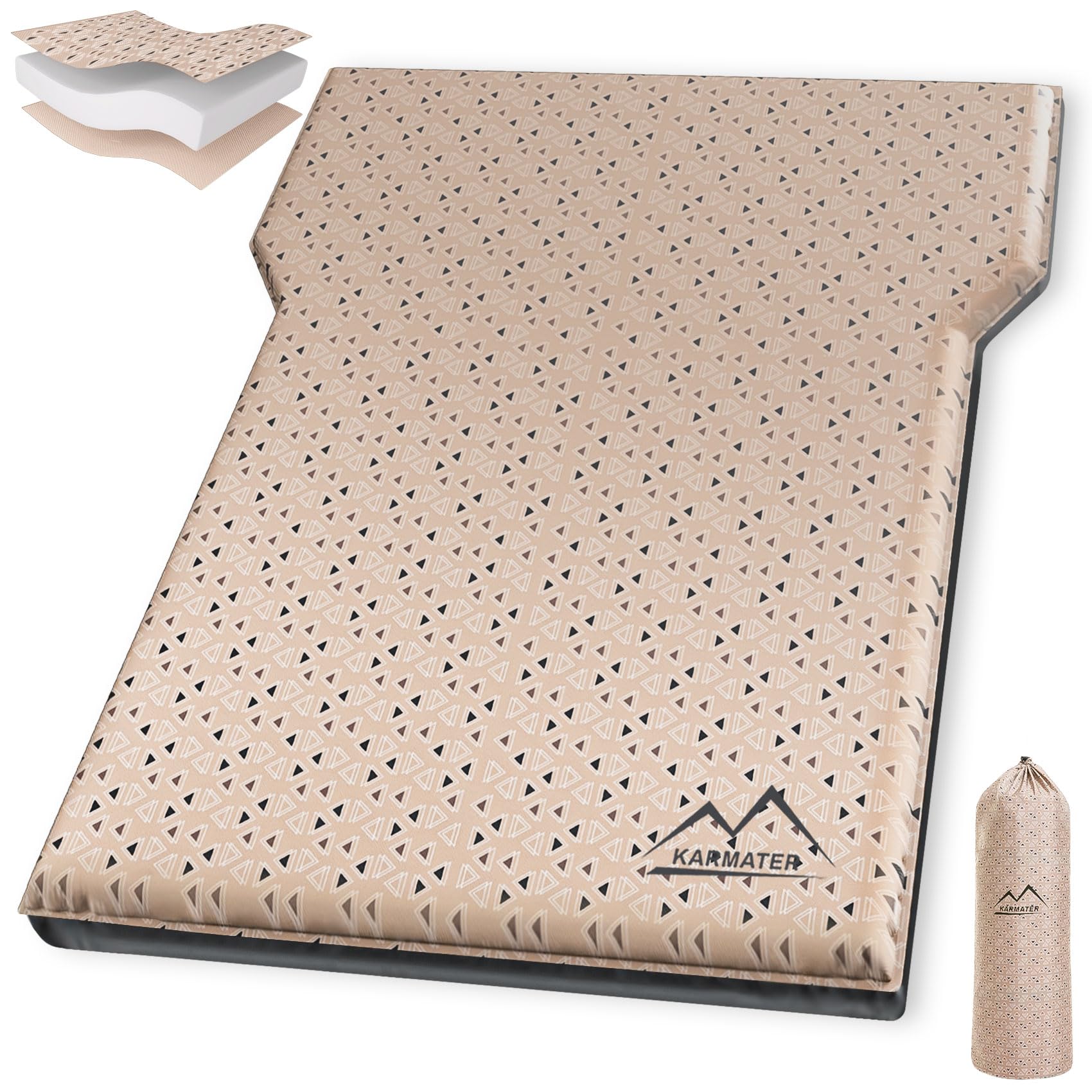 M Karmater Suv Air Mattress For Car Camping, Extra Thick Memory Foam Car Air Mattress, Car Sleeping Pad Self Inflating Suv Campi