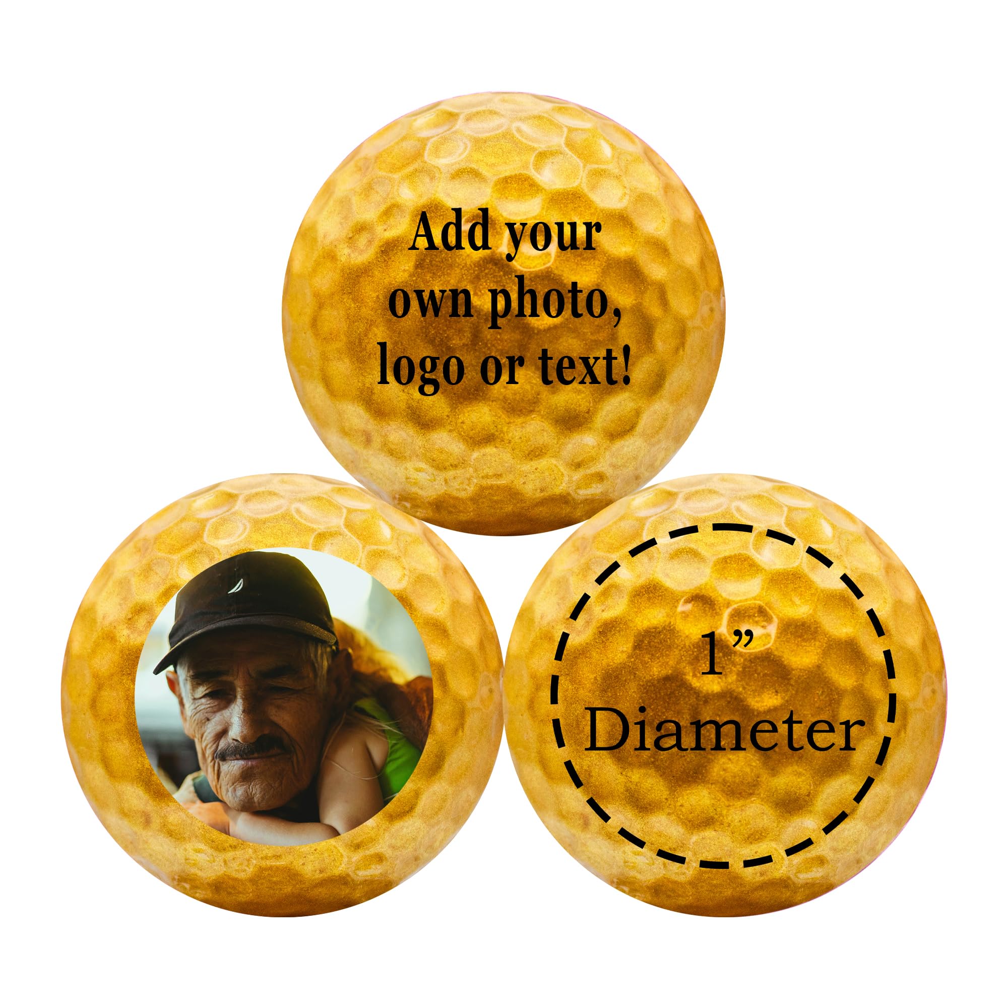 GBM Gold Custom Golf Balls Personalized Golf Balls - Add Photo Logo or Text for Parties, Events & Short Game Play, Great Gifts f