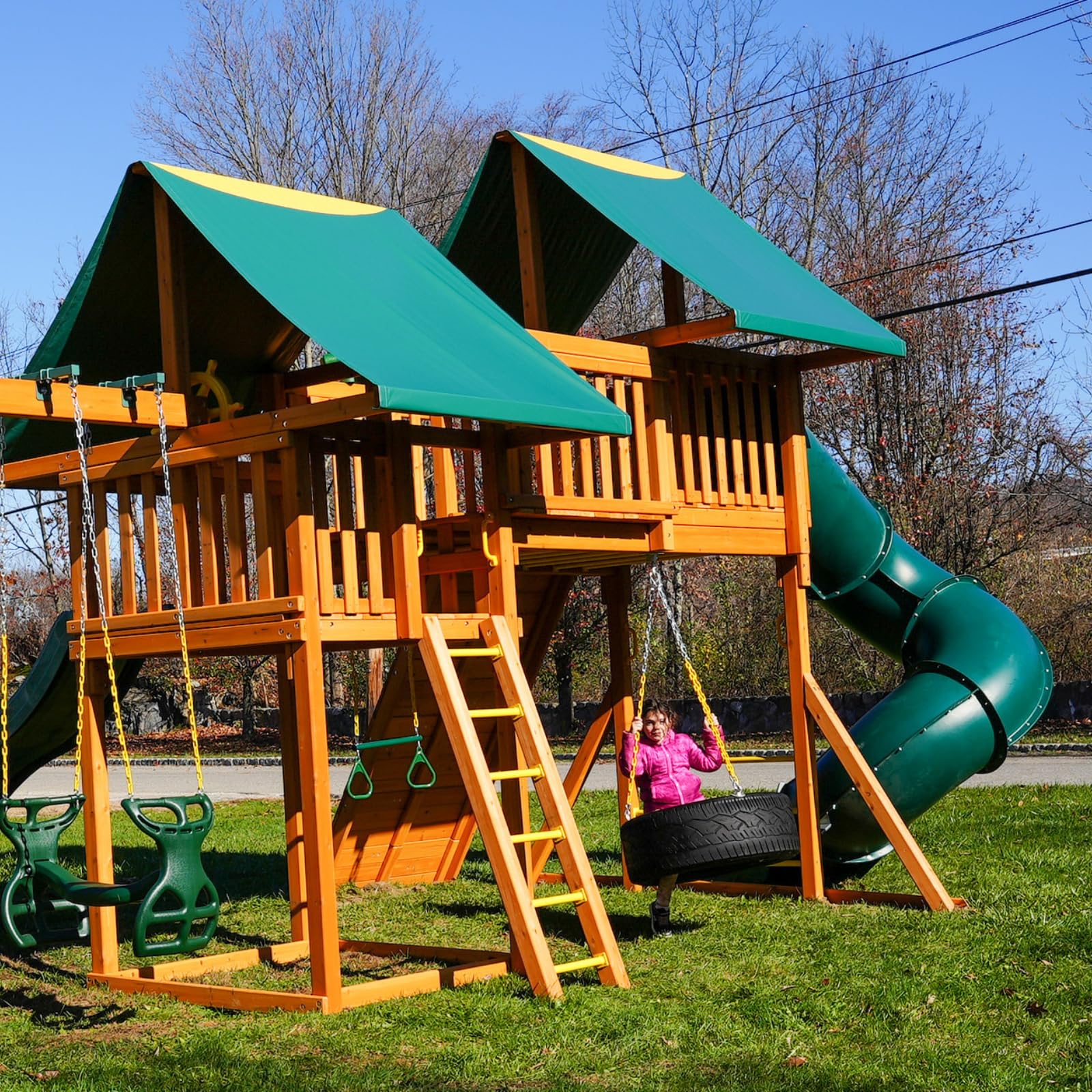 Eastern Jungle Gym Diy Swing Set Hardware Kit With Easy 1-2-3 A-Frame Brackets, Swing Seats, Ring Trapeze Bar And All Assembly H