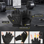 HOZMOZ Ventilated Weight Lifting Gloves, Thick Padded Workout Gym Gloves with Full Palm Protection & Grip & Shock Absorption for
