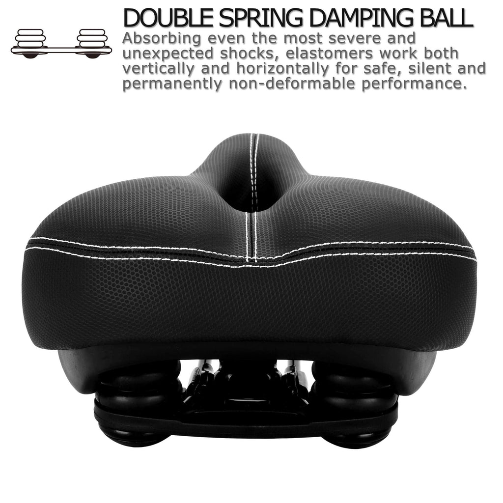 Daway Comfortable Wide Bike Seat - C10 Soft Foam Padded Exercise Bicycle Saddle For Men Women Seniors, Shock Absorbing, Universa
