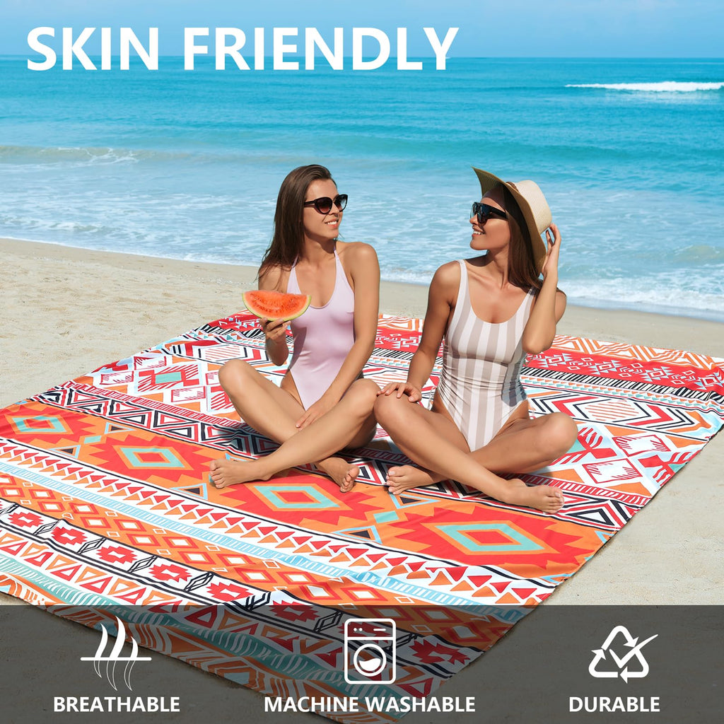 Hihoho Extra Large Waterproof Sandproof Beach Mat 79 X 83 / 120X108 For 1-8 Adults Quick Drying Durable Outdoor Picnic Mat For T