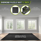 Prosourcefit Exercise Puzzle Mat 3/4'' - Black-96