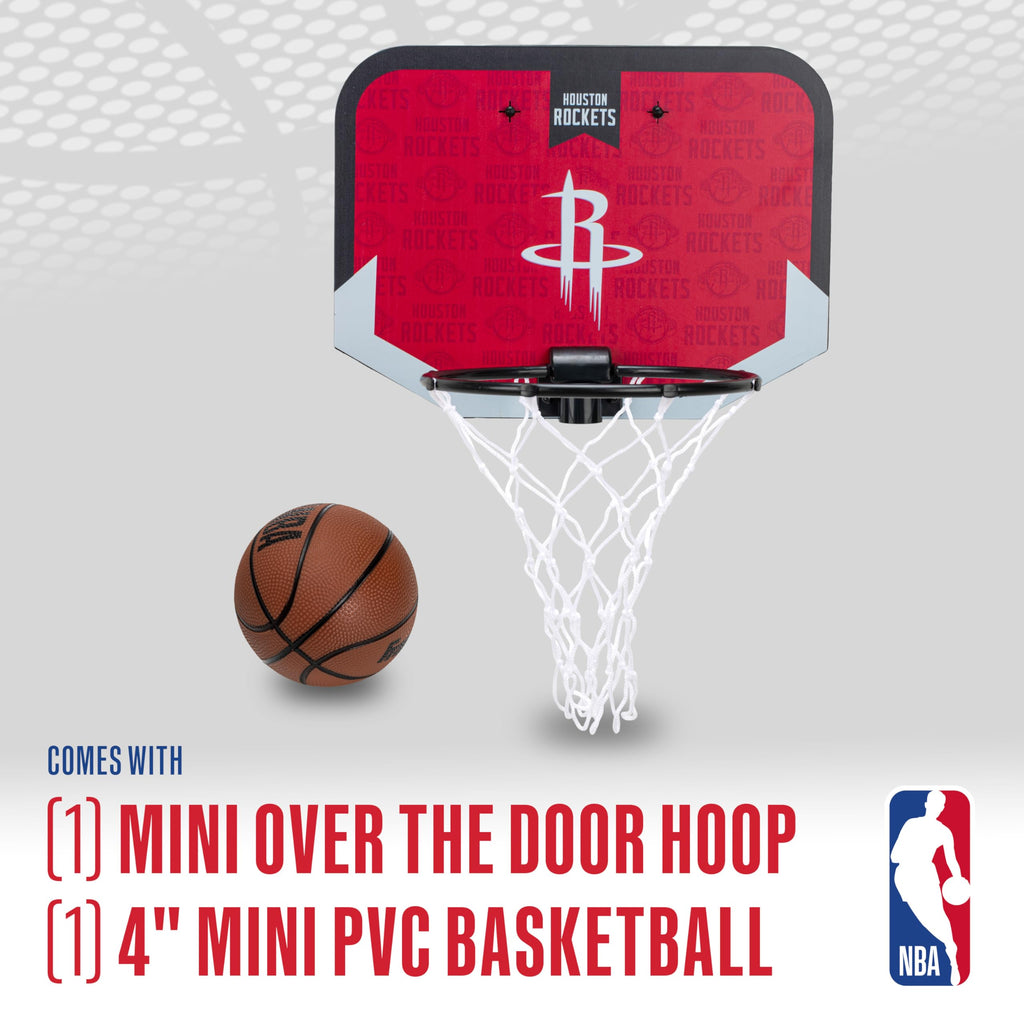 Franklin Sports Nba Houston Rockets Mini Over The Door Basketball Hoop - Kids Indoor Mini Hoop With Ball - Nba Fan Shop Toy For