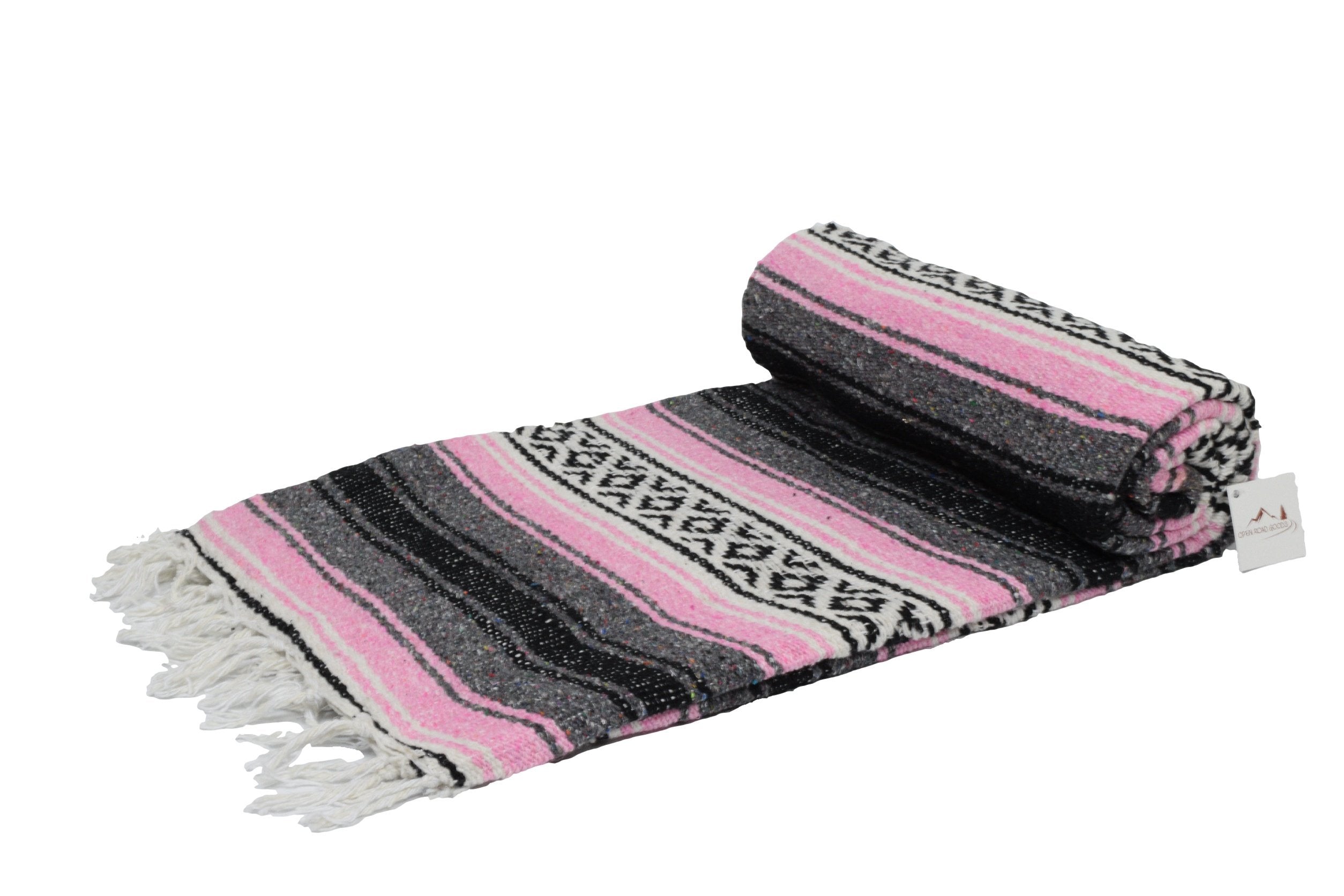 Open Road Goods Pink Mexican Blanket - Authentic Serape Falsa Blanket - Handmade