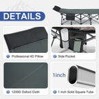 Fragess Camping Cot, Sleeping Cots For Adult, Portable Bed With Pillow And Carry Bag, 1200D Double Layer Oxford, 600 Lbs Weight
