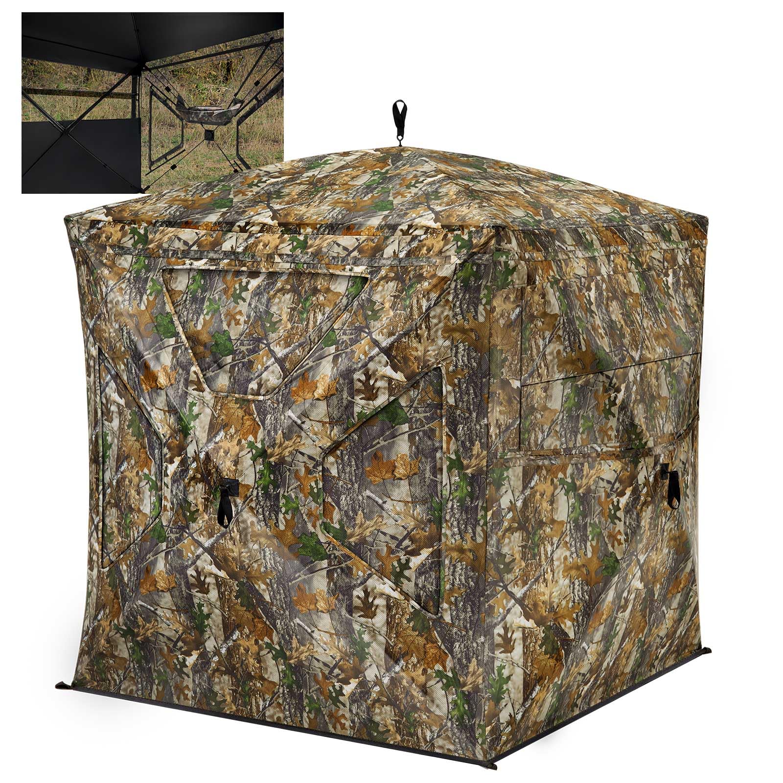 Tidewe Hunting Blind 270See Through With Silent Magnetic Door & Sliding Windows, 2-3 Person Pop Up Ground Blind With Carrying Ba