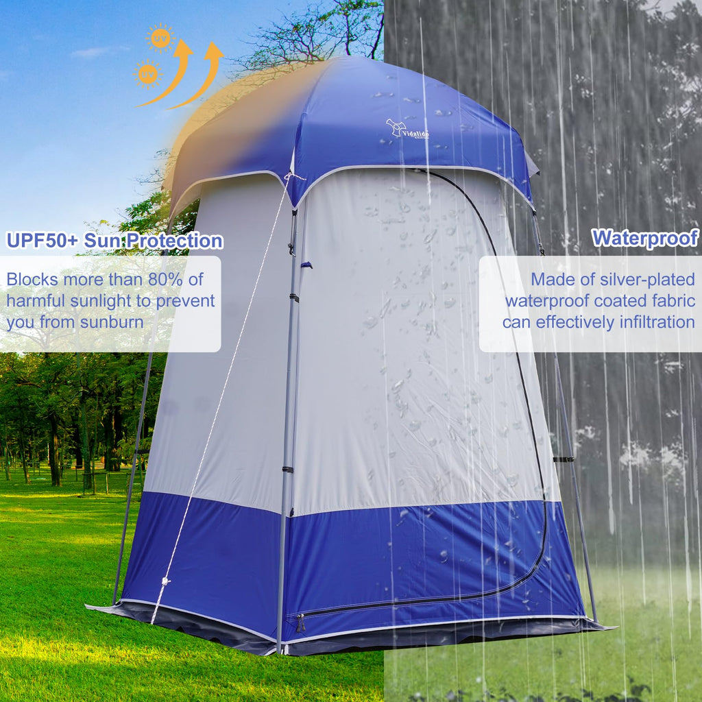 Outdoor Shower Tent Changing Room Privacy Portable Camping Shelters (White Blue)