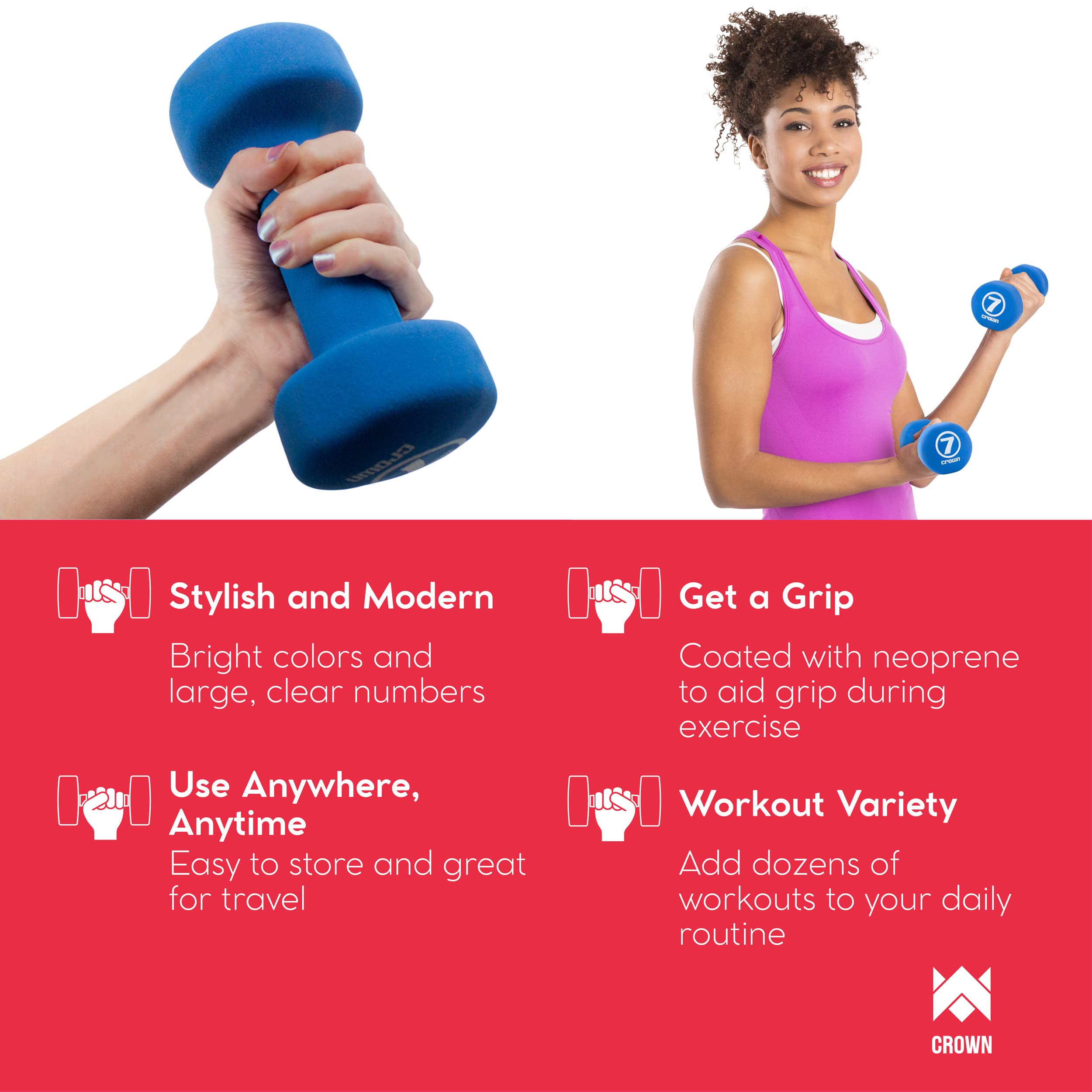 Set Of 2 Body Sculpting Hand Weights - Soft Neoprene Coated Dumbbell Set - Supplies For Exercise, Workout, Weight Loss, Body Bui