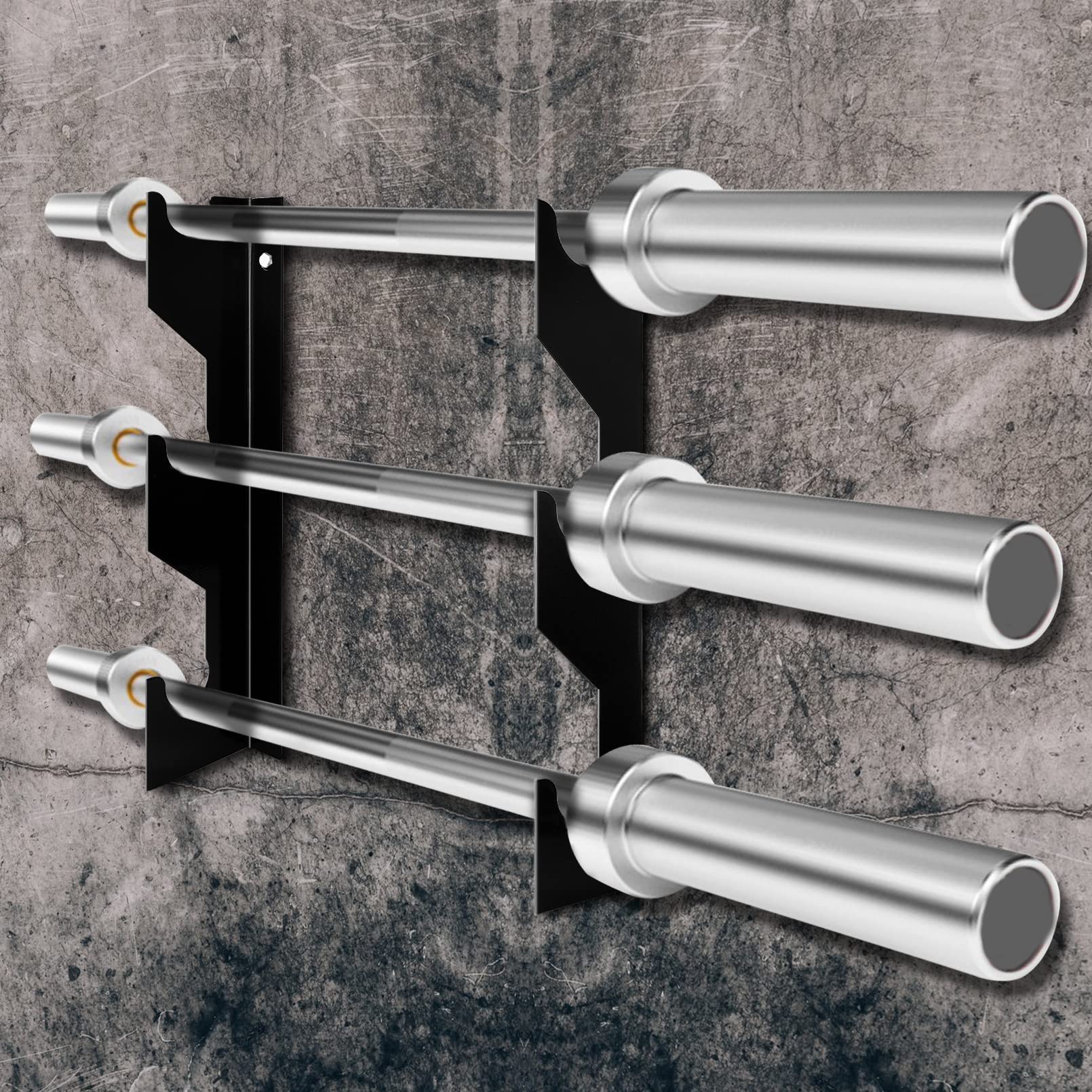 Luwint Barbell Holder Wall Mount, Horizontal 3 Weight Bar Storage Rack
