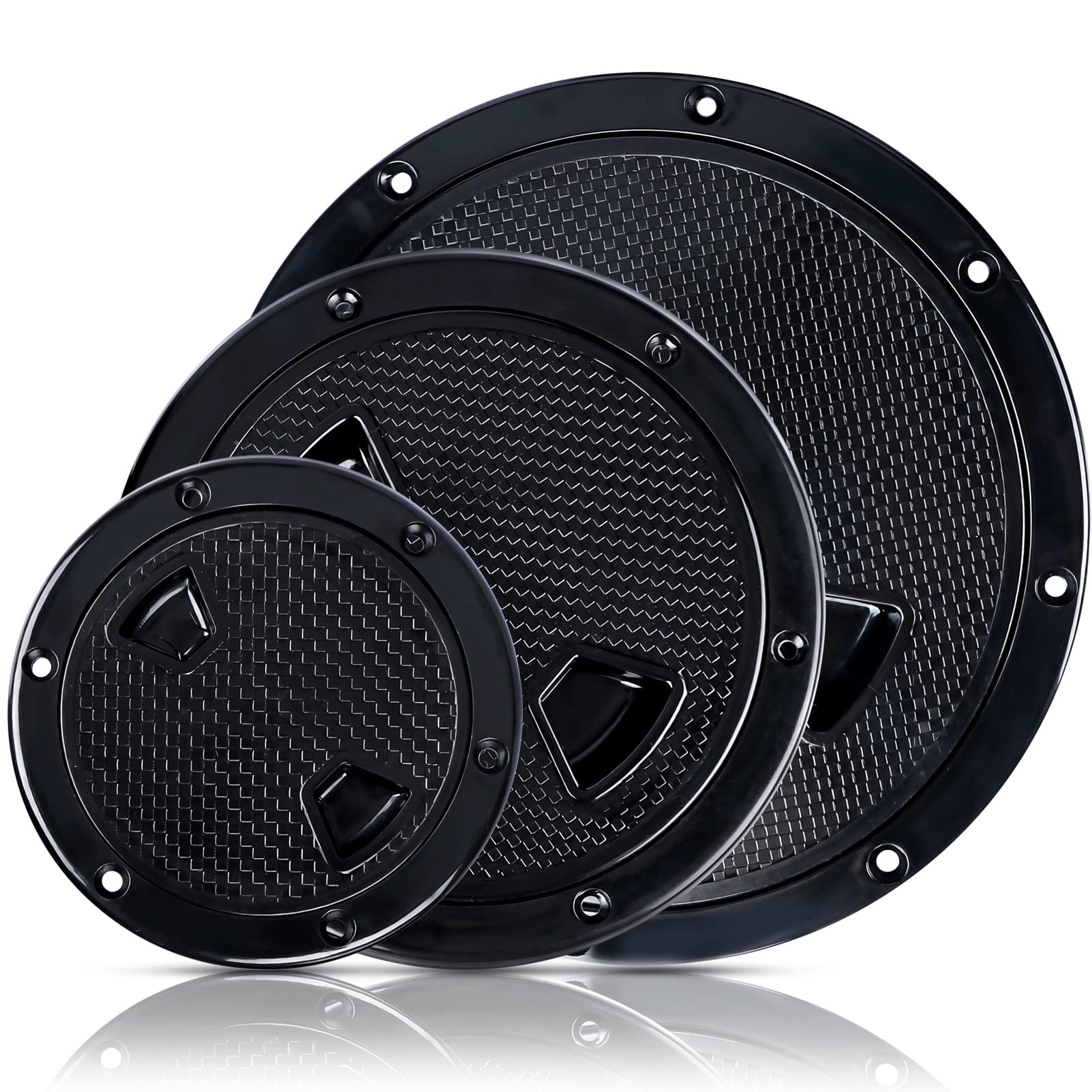 Smartmarine 6 Inch Boat Hatch Cover Black Round Non Slip Inspection Hatch W/Detachable Cover 4'' 6'' 8'' (6'')