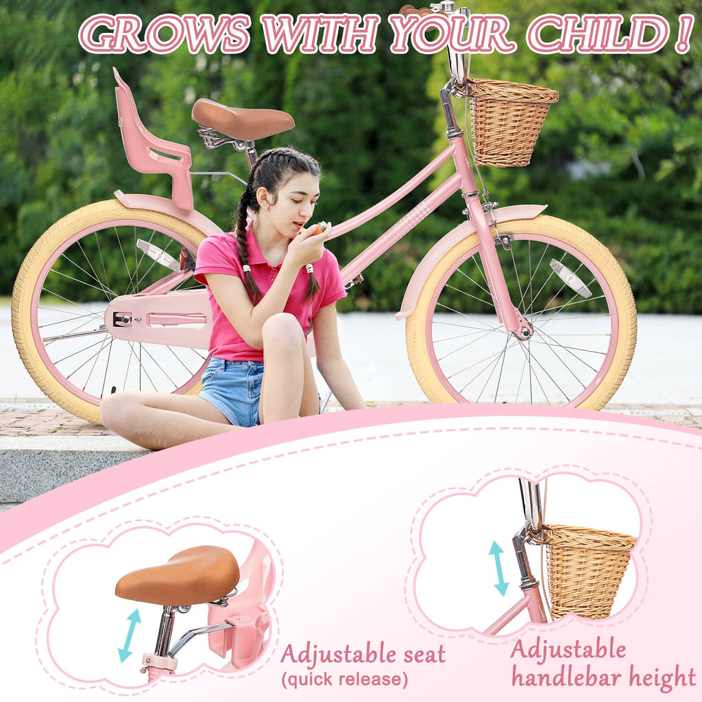 Glaf Girls Bike For 2-12 Years Old 12 14 16 20 Inch Toddlers And Kids Bike With Training Wheels & Doll Seat Girls Boys Bicycle,A