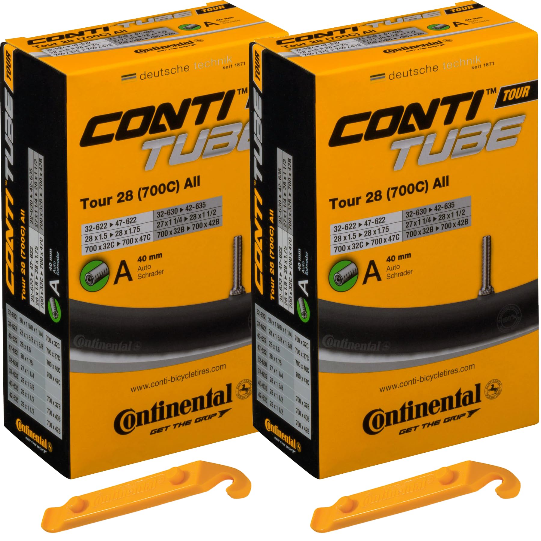 Continental Tour 28 700x32-47 40mm Schrader Valve - 2 Pack w/Levers