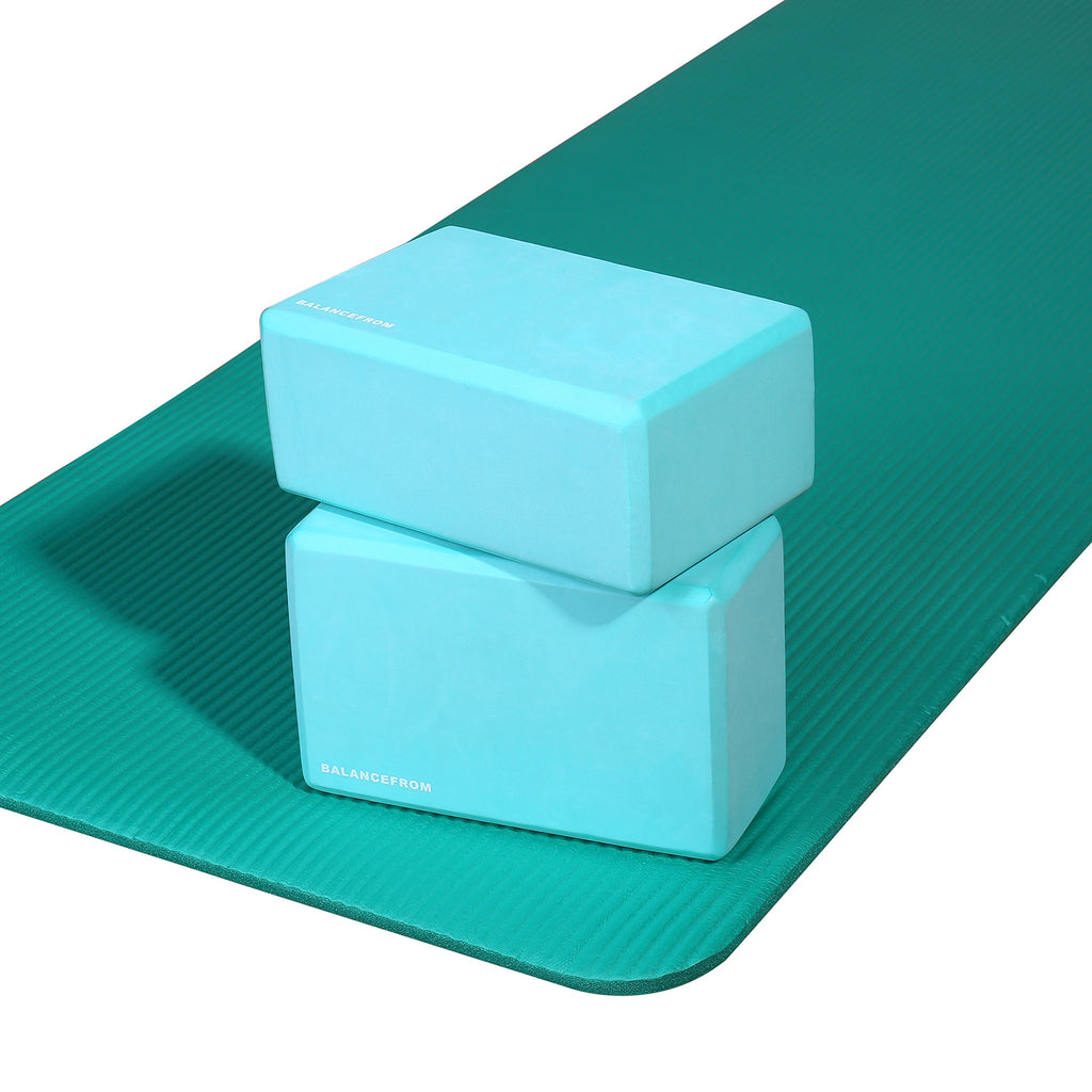 Fitvids Set Of 2 High Density Yoga Blocks, 9''X6''X4'' Each, Pair (Green)