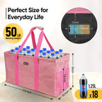 Baleine Extra Large Utility Tote Bag With Wire Frame For Storage (Pink, 1-Pack)