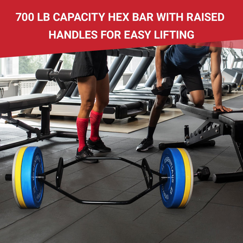 Fitvids 2-Inch Olympic Hex Weight Lifting Trap Bar with Long and Rotating Sleeves, Close Design