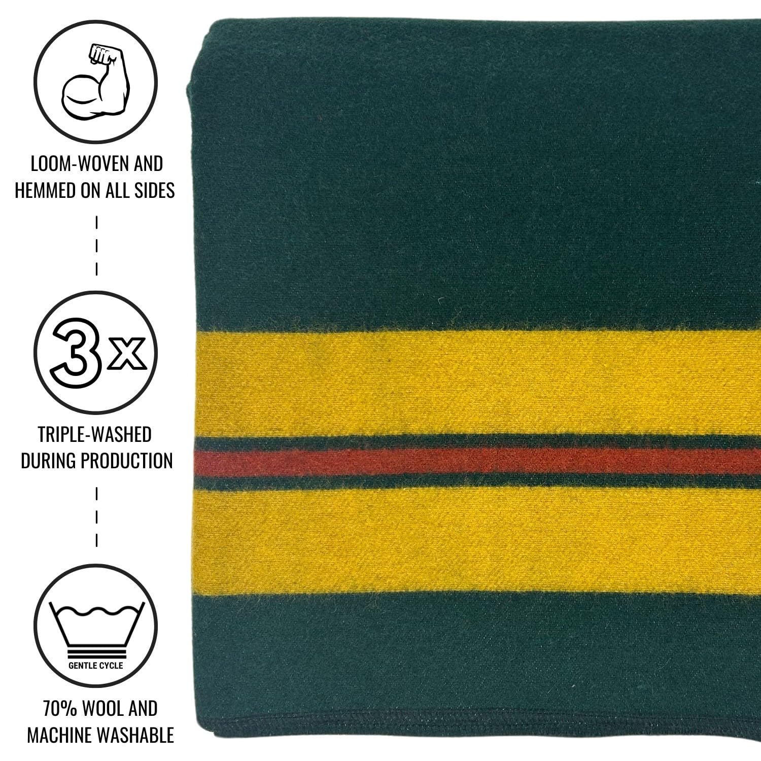 Arcturus Rainier Wool Blanket - Warm, Heavy, Washable, Large Bed Blanket | Great For Home & Camping (Fort Vancouver, King)