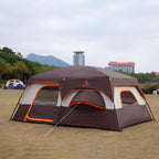 Ktt Large Family Cabin Tent 10-12 Person,2 Rooms,3 Storage Pockets,2 Bay-Windows 3 Doors And 3 Windows With Mesh,Straight Wall,W