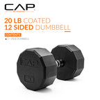 CAP Barbell 12-Sided Coated Dumbbell with Chrome Handle, Pair, 20 LB