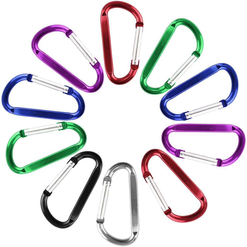 Swatom Aluminum D Ring Carabiner 2 Inch Cilp Small Snap Hook Keychains Carabiners 20Pcs For Camping Traveling Hiking Keyring Out