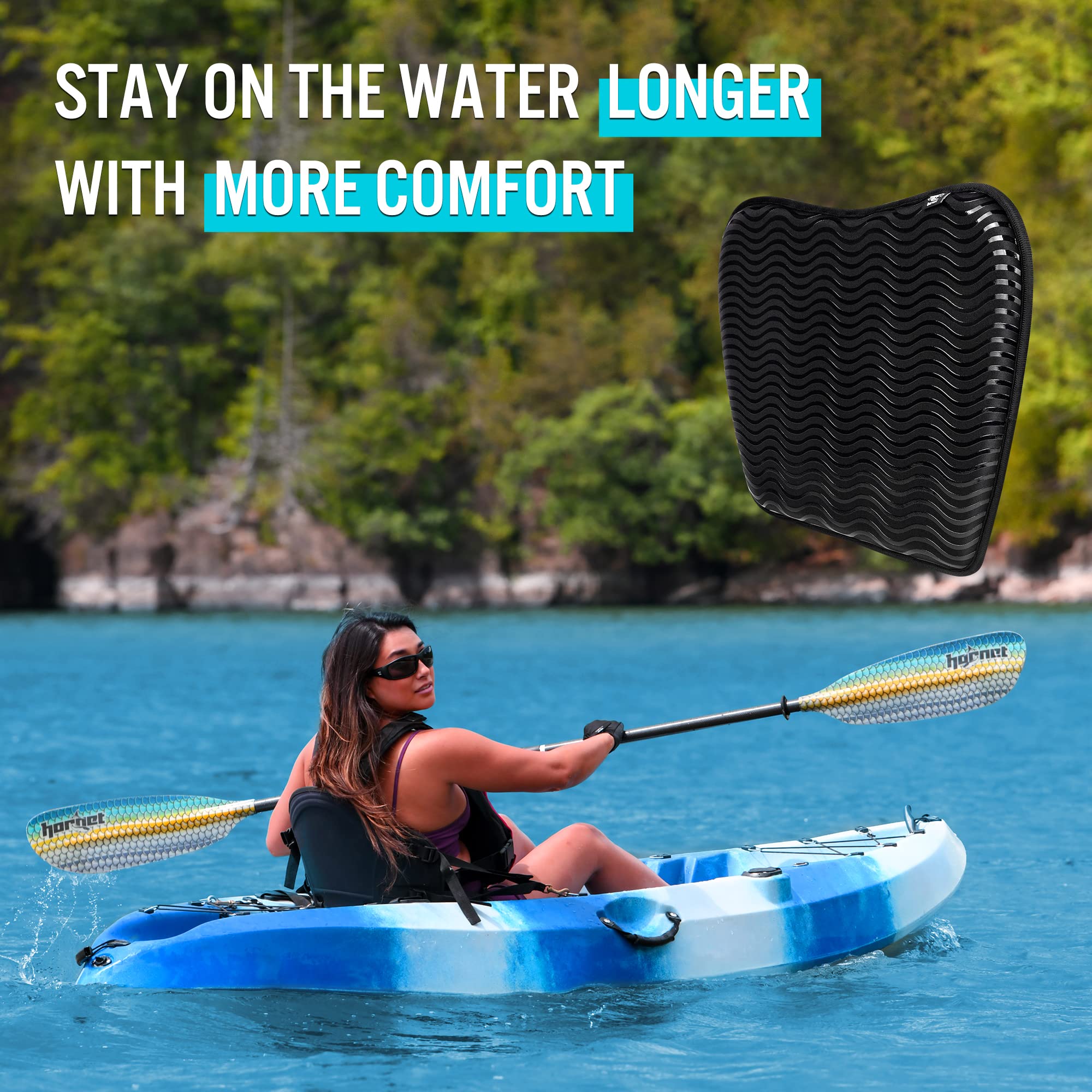 Anti Slip Kayak Seat Cushion Ideal Waterproof Seat Pad For Sit In Kayak, Inflatable Kayak, Canoe And Boat. Comfort Accessories F