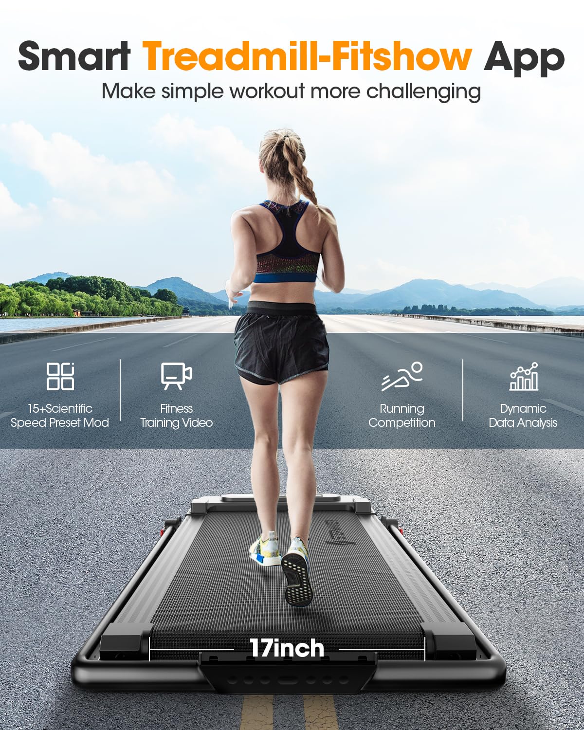 Large Walking Pad With Handle Bar, 17 Widened Running Belt, 15% Incline Treadmill, 4Mph/7.6Mph, 3.0 Hp Treadmill With 380Lbs Cap