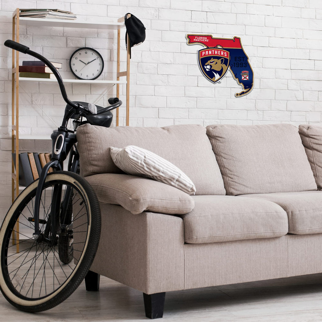 Rico Industries Nhl Florida Panthers State Shape Shape Cut Pennant - Home And Living Room D  Cor - Soft Felt Ez To Hang, 18X0.10