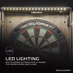 Accudart Match Pro Dartboard Cabinet Set - Official Size - Self Healing Sisal - Modern Style Woodgrain - Two Built-In Dartholder