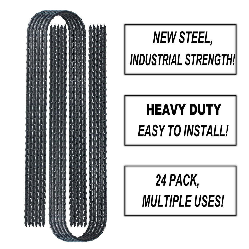 Trampolines Wind Stakes 24 Pack, 12 Inch Heavy Duty U Shaped Rebar Stake Ground Anchors Galvanized Steel Safety Trampoline Ancho