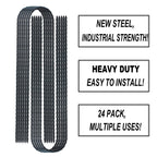 Trampolines Wind Stakes 24 Pack, 12 Inch Heavy Duty U Shaped Rebar Stake Ground Anchors Galvanized Steel Safety Trampoline Ancho