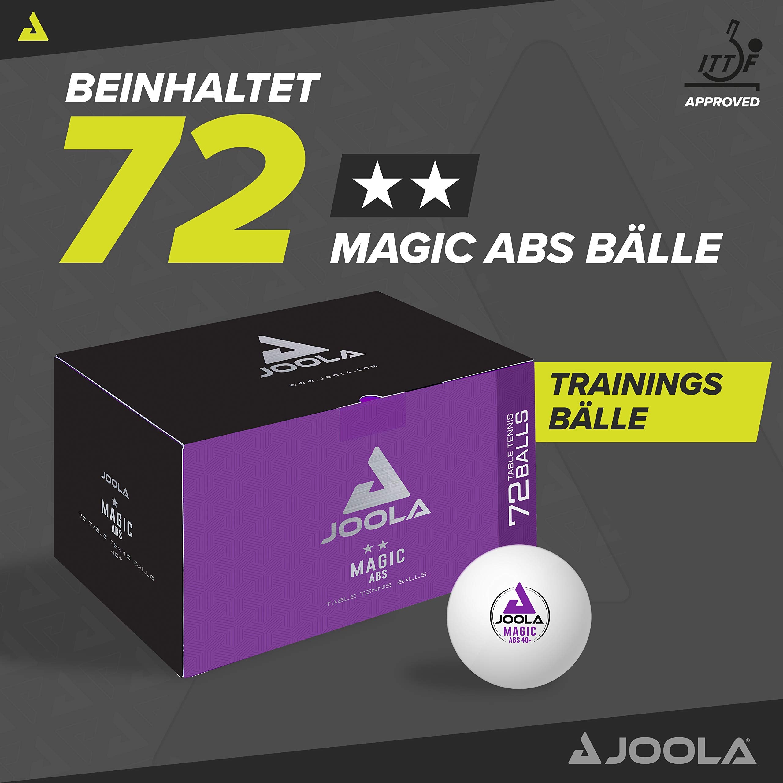 Joola Magic Abs 2-Star Training Table Tennis Balls, White (44216)