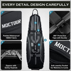 Moctour Golf Travel Bags For Airlines With Wheels & Abs Hard Case Top, Protect Your Clubs, Waterproof 1680D Oxford Fabric And Ov