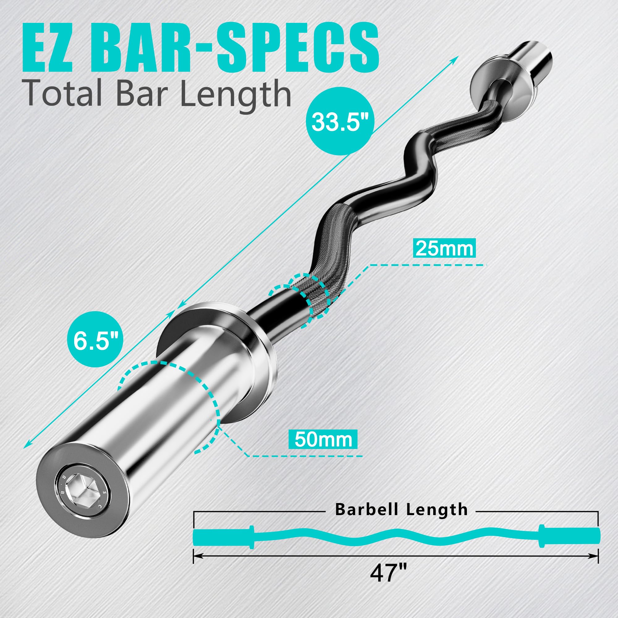 Ez Bar Curl Barbell 4Ft-22Lb 330Lbs Capacity Olympic Bearing Barbell (330Lb-Black)