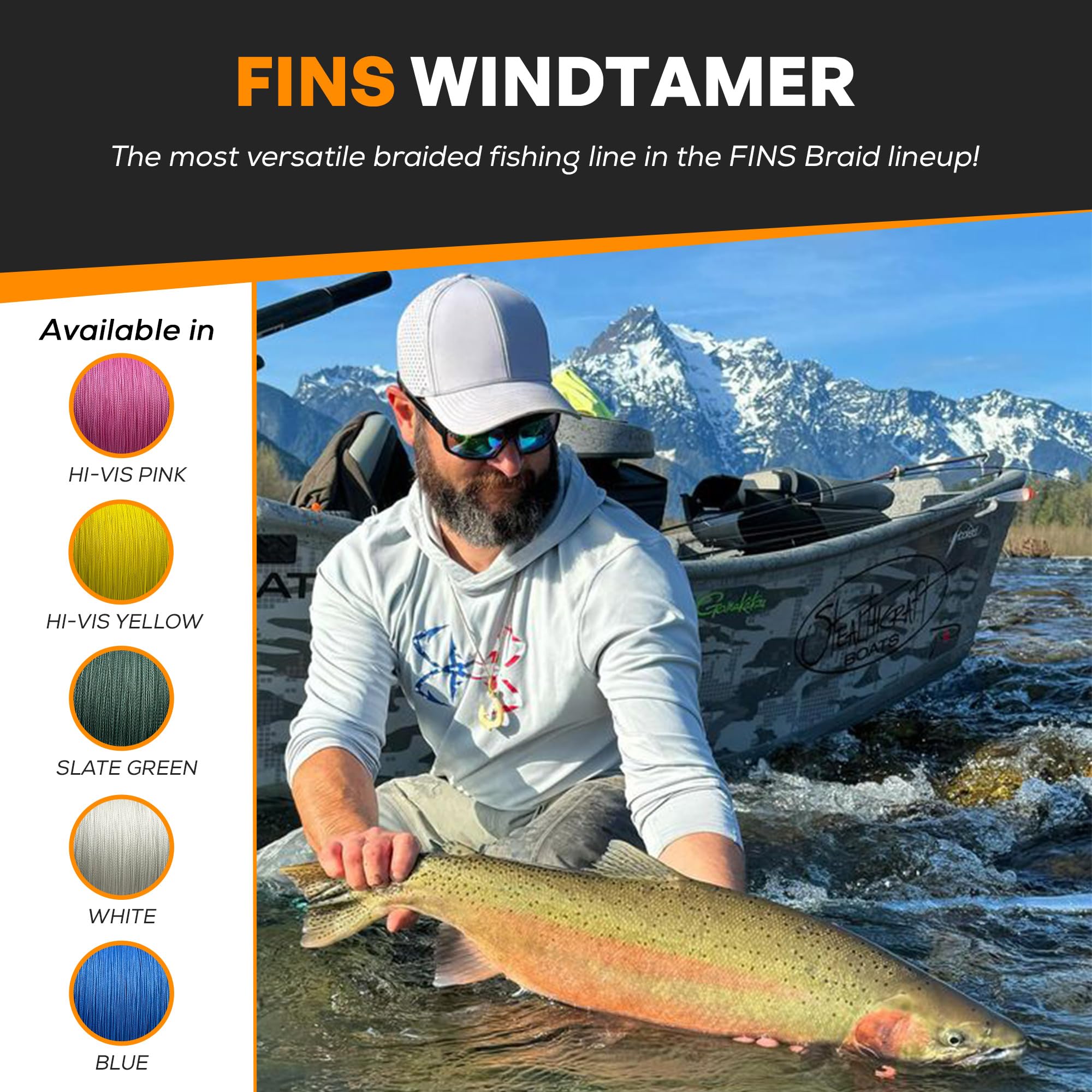 Fins Windtamer Braided Fishing Line - Versatile, Compact Braid For All Fisheries, Reduces Wind Knots And Rod Tip Wraps - High Pe