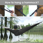 G4Free Large Camping Hammock With Mosquito Net 2 Person Pop-Up Parachute Lightweight Hanging Hammocks Tree Straps Swing Hammock
