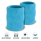 Suddora 4 Inch Arm Sweatbands - Thick Cotton Armbands For Gymnastics, Basketball, Tennis, Football (Neon Blue)